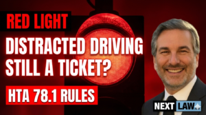 Distracted driving ticket at red light Ontario
