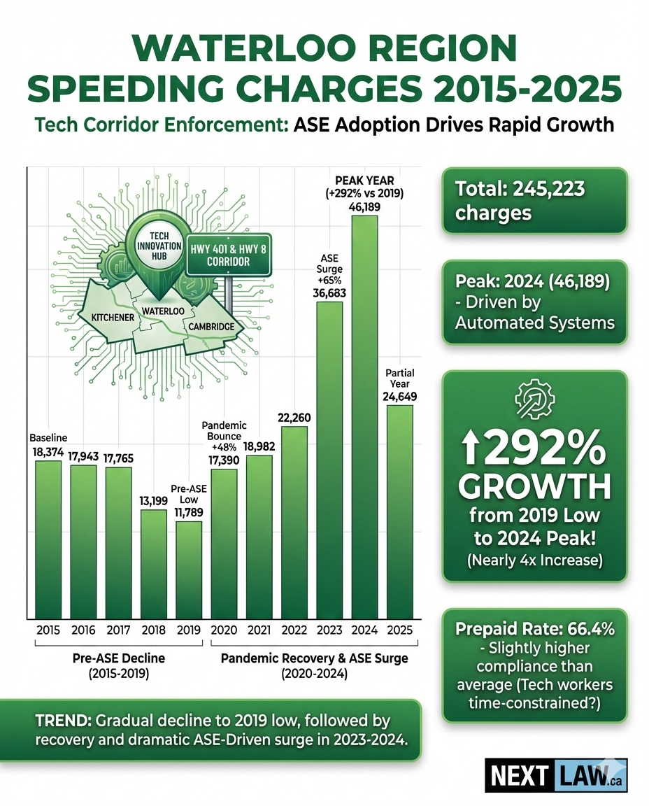 Waterloo Region Speeding Charges 2015-2025 Infographic