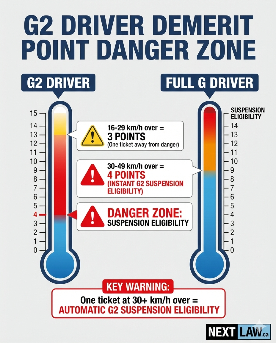 G2 demerit point danger zone comparison chart