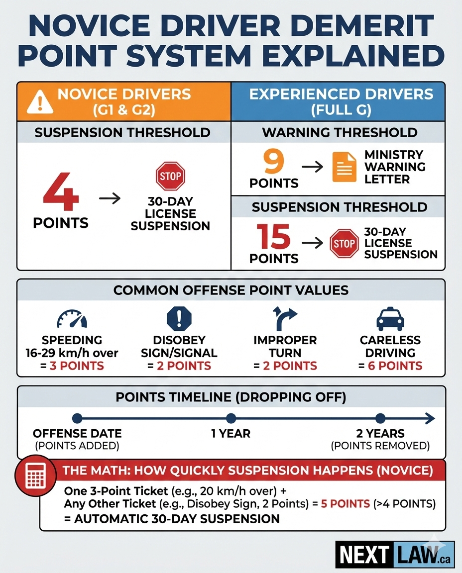 Novice driver demerit point system comparison