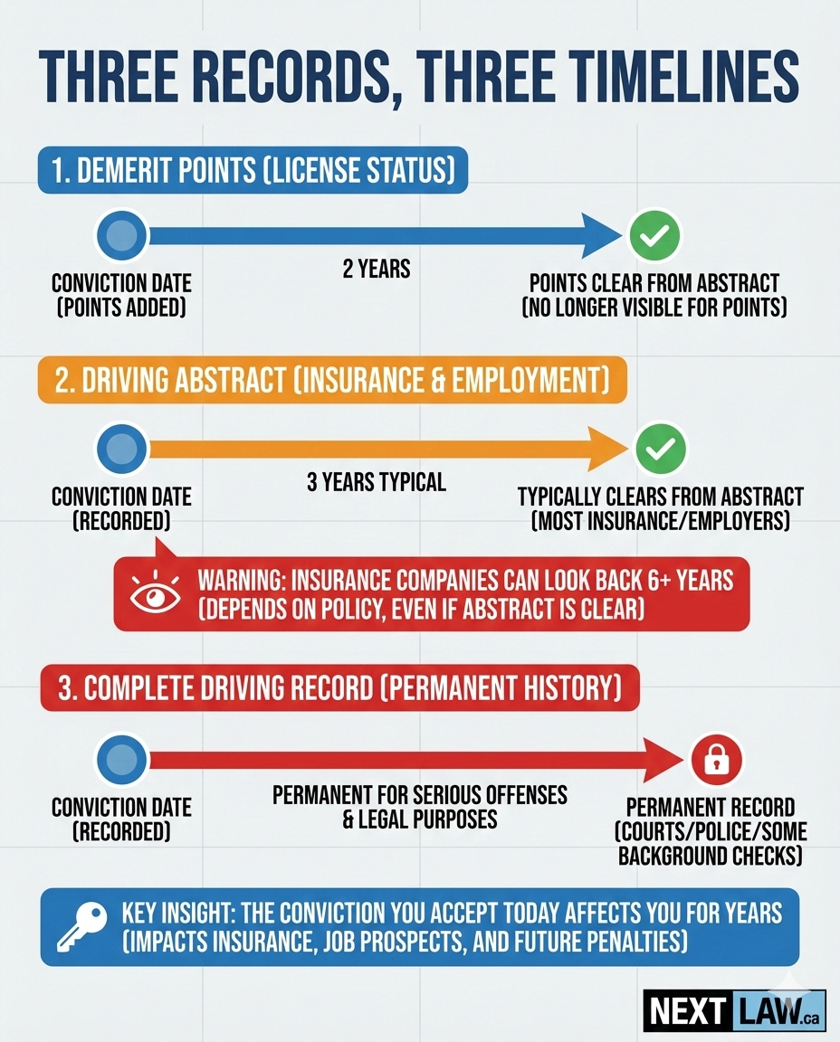 Three record timelines for speeding convictions