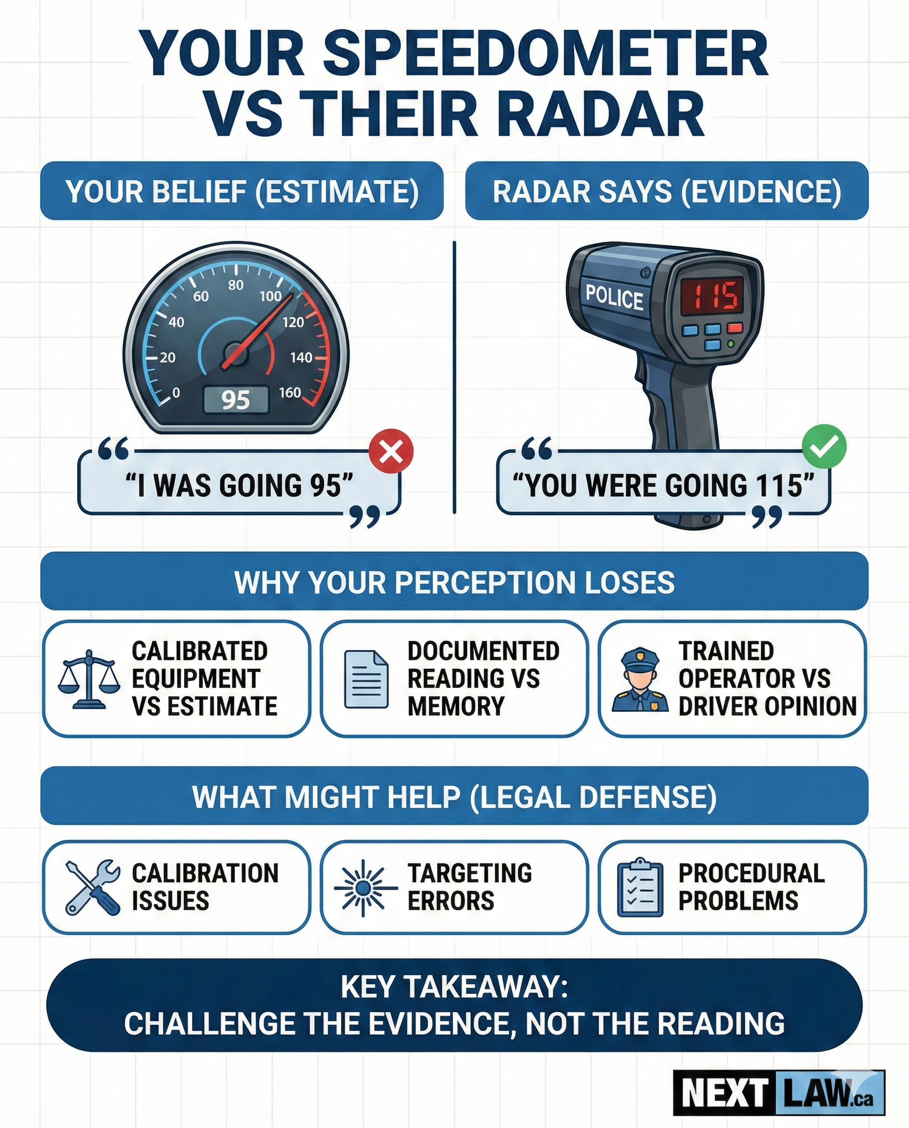 Speedometer vs radar evidence comparison